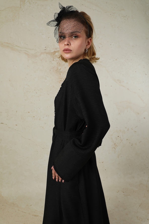 Püsküllü Abaya Takım Siyah - 5