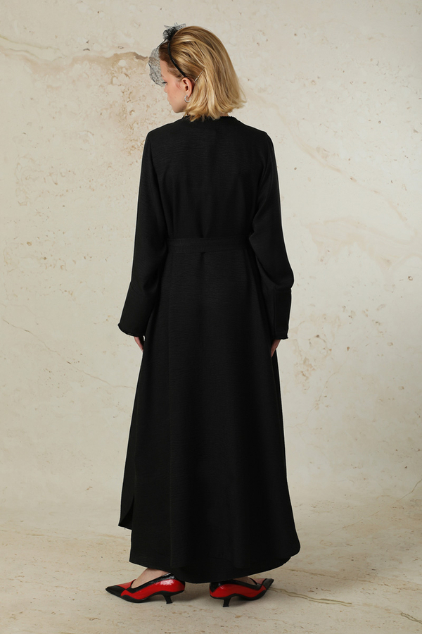 Püsküllü Abaya Takım Siyah - 7