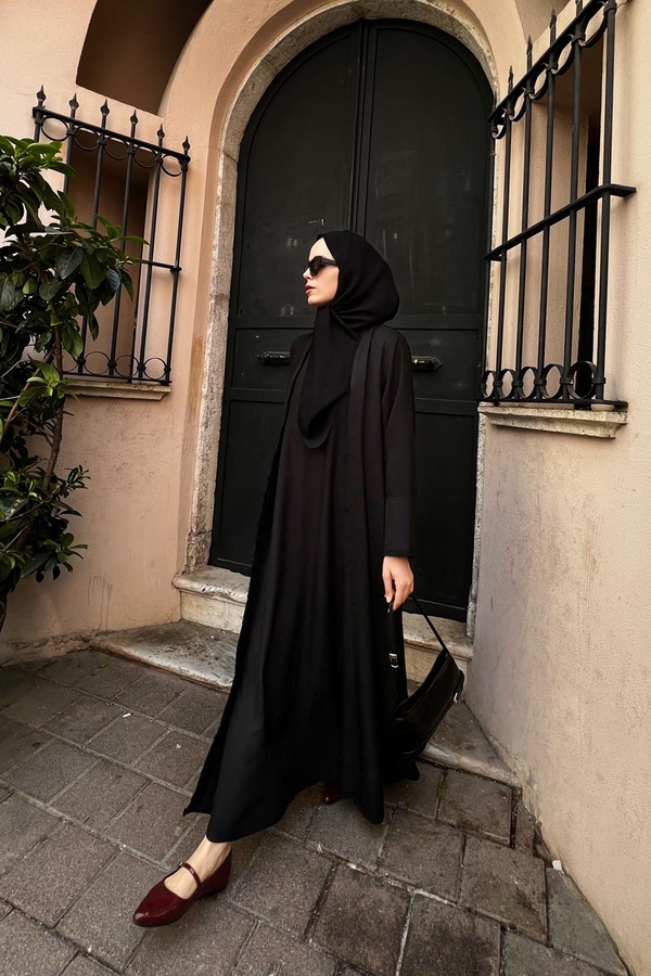 Püsküllü Abaya Takım Siyah - 1