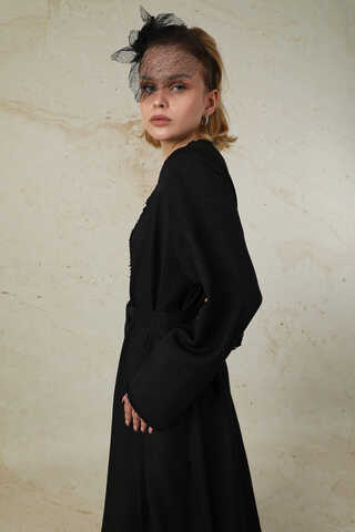 Püsküllü Abaya Takım Siyah - 5