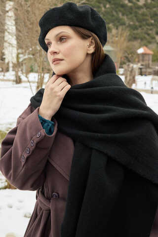 Püsküllü Atkı Siyah - 7