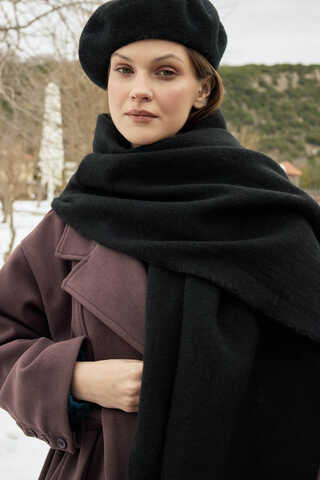 Püsküllü Atkı Siyah - 8