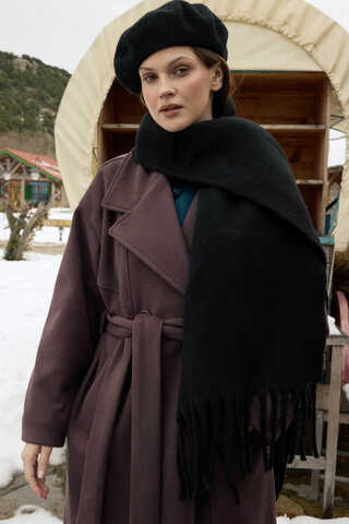 Püsküllü Atkı Siyah - 2