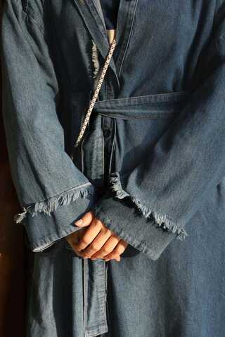 Püsküllü Denim Kap Koyu Mavi - 6