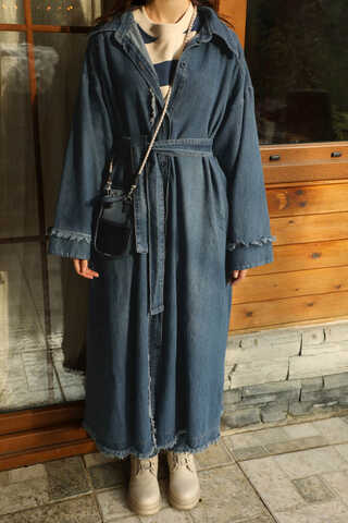 Püsküllü Denim Kap Koyu Mavi - 8