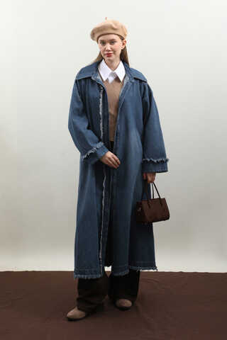 Püsküllü Denim Kap Koyu Mavi - 11