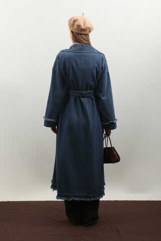 Püsküllü Denim Kap Koyu Mavi - 17