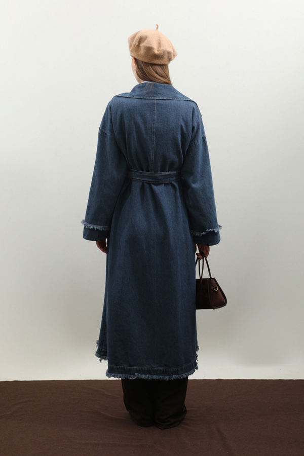 Püsküllü Denim Kap Koyu Mavi - 17