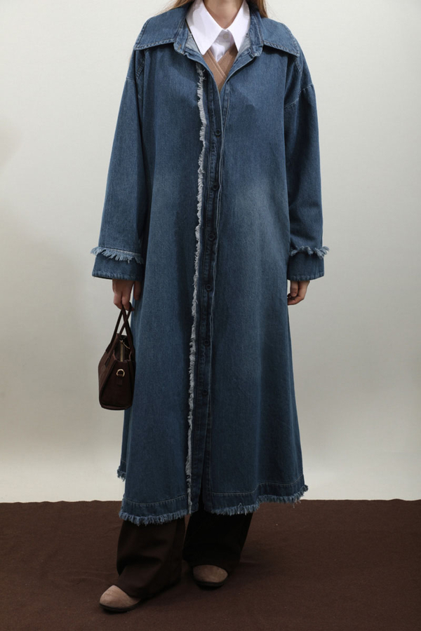 Püsküllü Denim Kap Koyu Mavi - 13