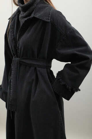 Püsküllü Denim Kap Siyah - 18