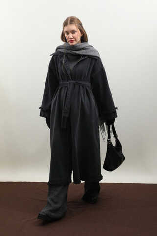 Püsküllü Denim Kap Siyah - 12