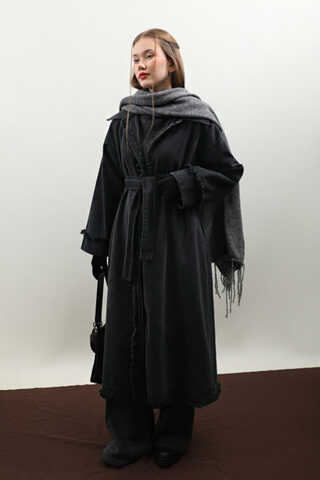 Püsküllü Denim Kap Siyah - 16