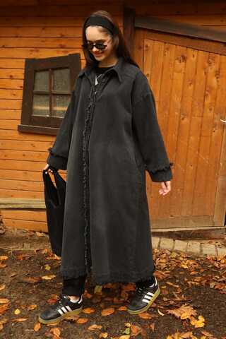 Püsküllü Denim Kap Siyah - 2