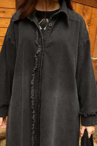 Püsküllü Denim Kap Siyah - 4