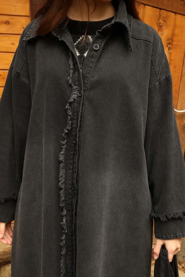 Püsküllü Denim Kap Siyah - 4