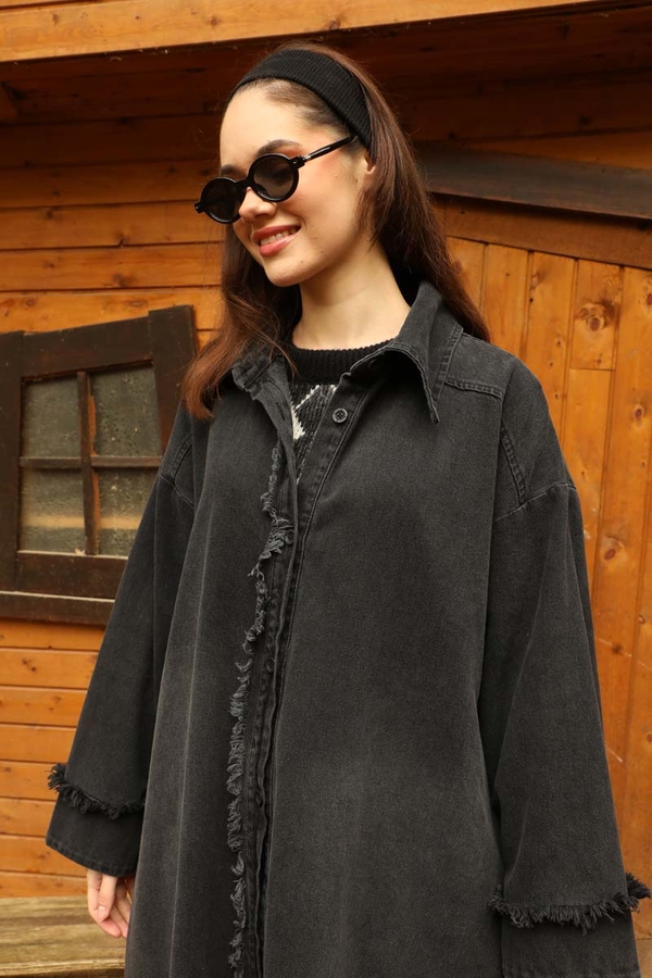 Püsküllü Denim Kap Siyah - 10