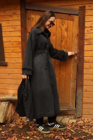 Püsküllü Denim Kap Siyah - 6