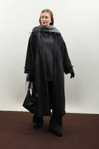 Püsküllü Denim Kap Siyah - 17