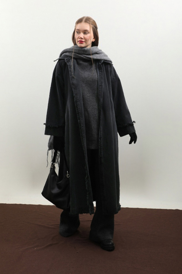 Püsküllü Denim Kap Siyah - 17