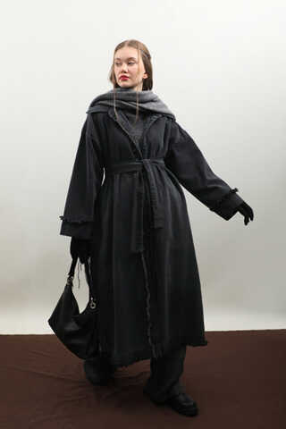 Püsküllü Denim Kap Siyah - 14