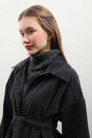 Püsküllü Denim Kap Siyah - 13