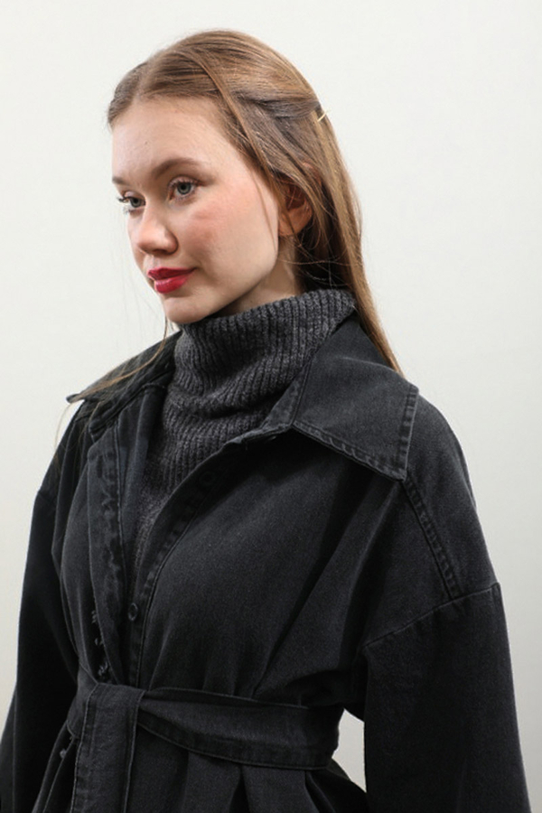 Püsküllü Denim Kap Siyah - 13