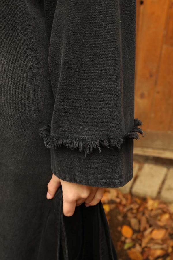 Püsküllü Denim Kap Siyah - 8