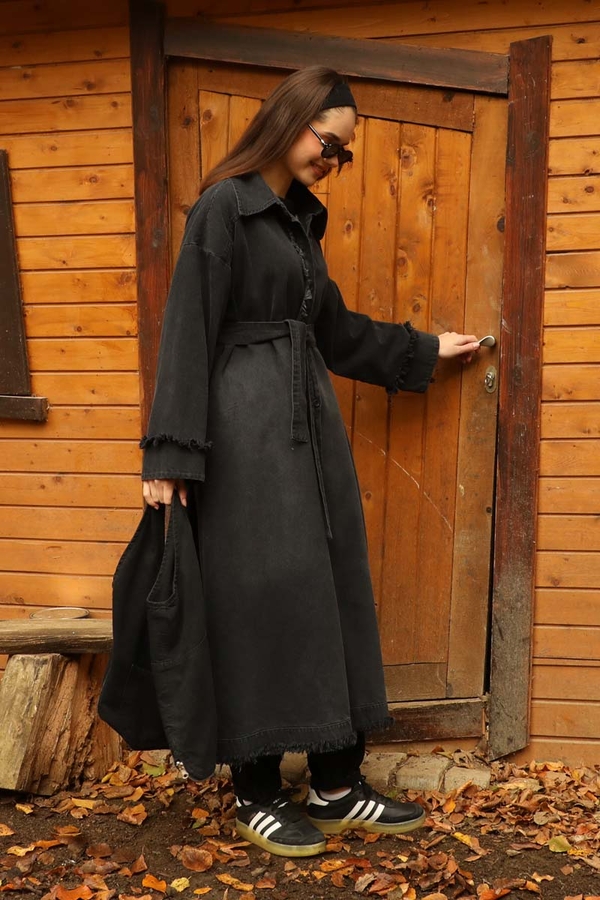 Püsküllü Denim Kap Siyah - 6