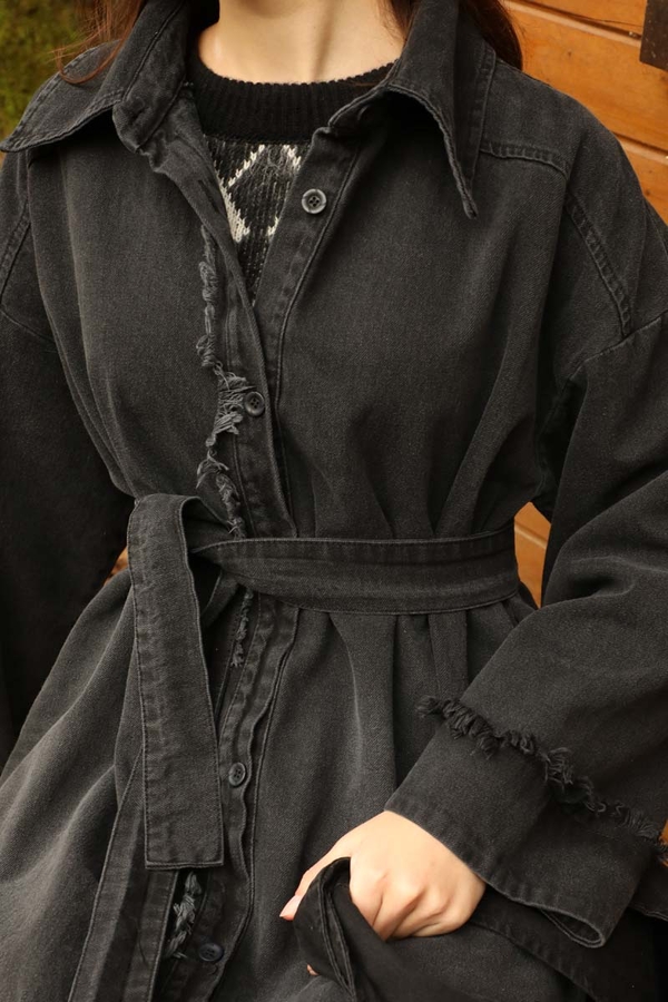 Püsküllü Denim Kap Siyah - 3