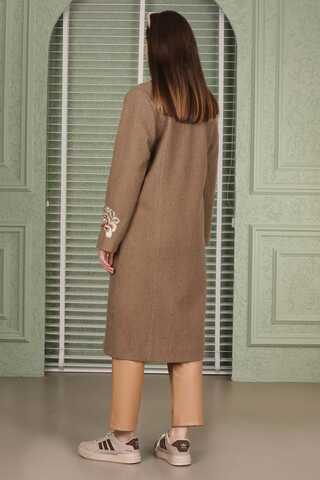 Püsküllü Kaşe Kaban Kahverengi - 3