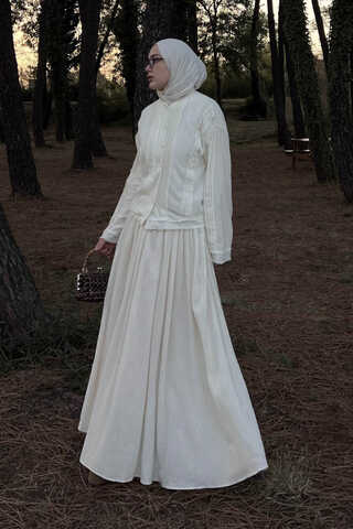 Püsküllü Kısa Gömlek Beyaz - 2