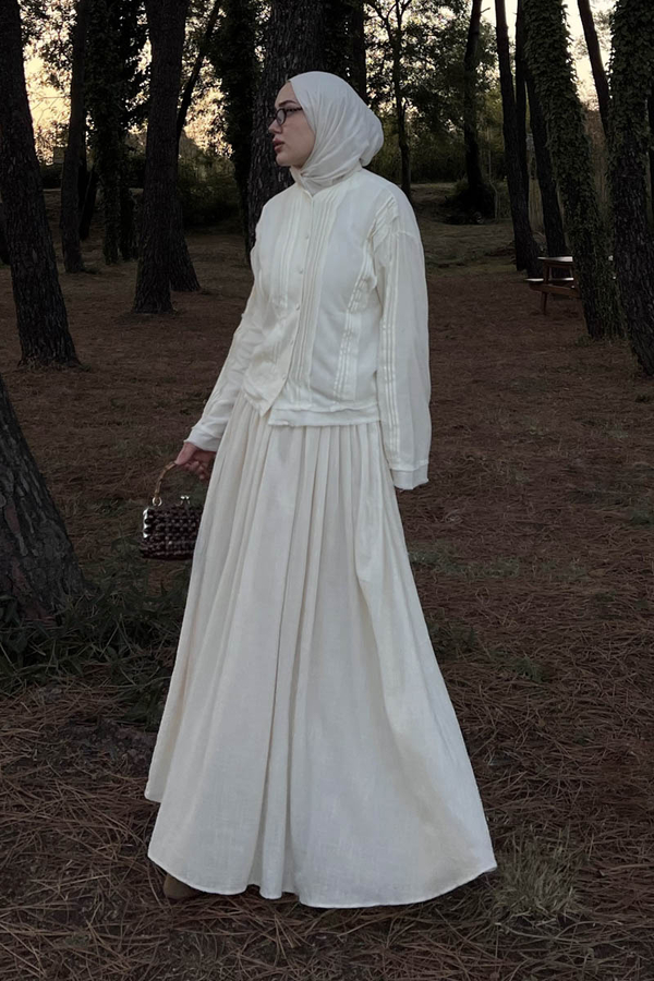 Püsküllü Kısa Gömlek Beyaz - 2