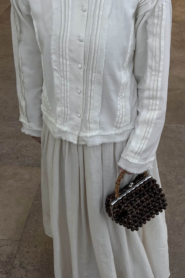 Püsküllü Kısa Gömlek Beyaz - 3