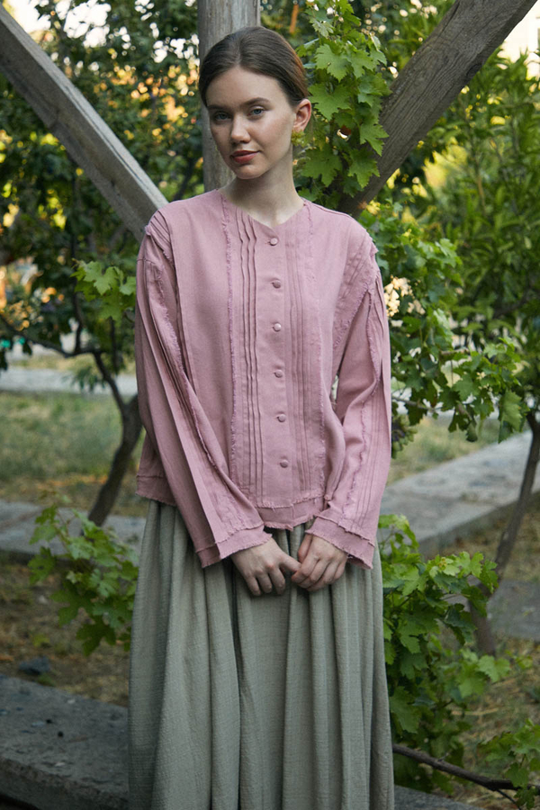Püsküllü Kısa Gömlek Pudra - 6