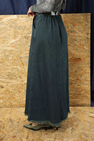 Püsküllü Kot Etek Koyu Mavi - 4