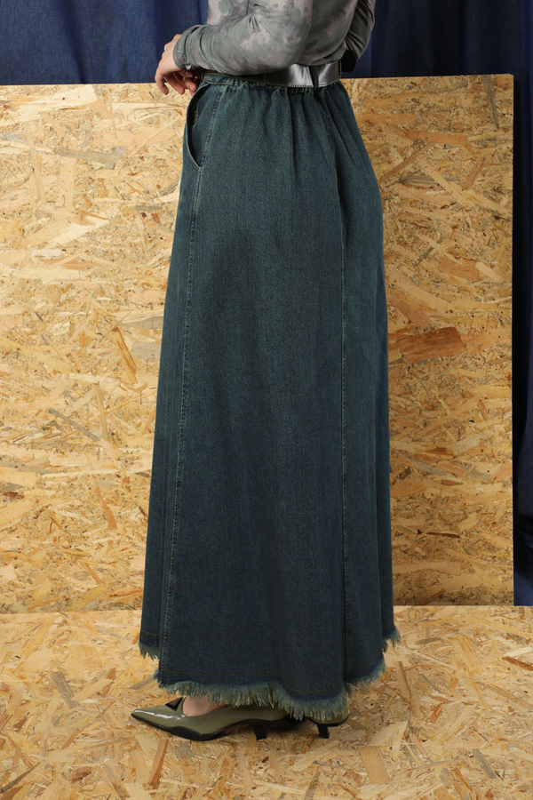 Püsküllü Kot Etek Koyu Mavi - 4