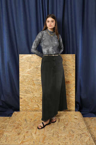 Püsküllü Kot Etek Siyah - 4