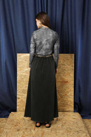 Püsküllü Kot Etek Siyah - 6