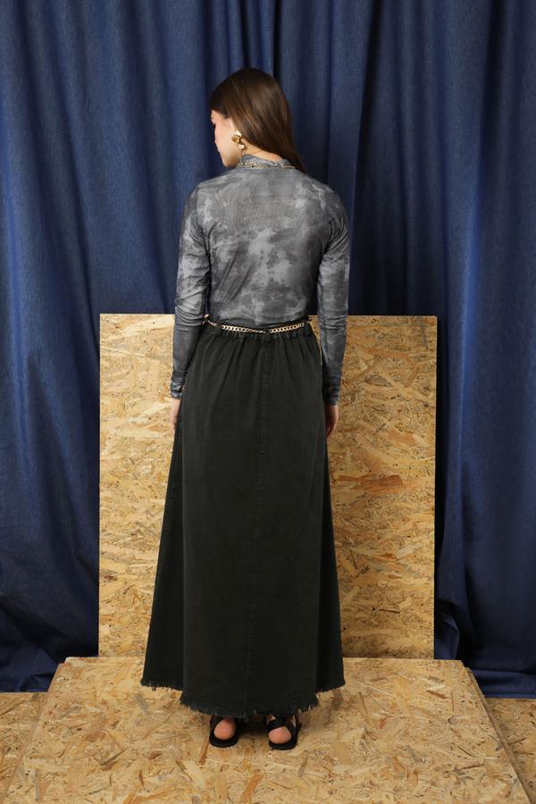 Püsküllü Kot Etek Siyah - 6