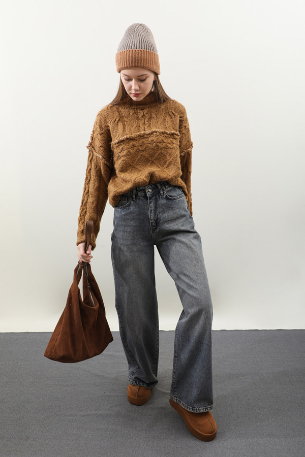 Puslu Denim Pantolon Açık Mavi - 5