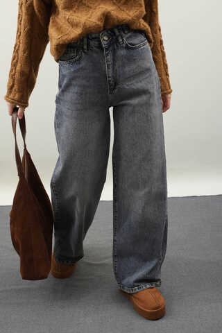 Puslu Denim Pantolon Açık Mavi - 1