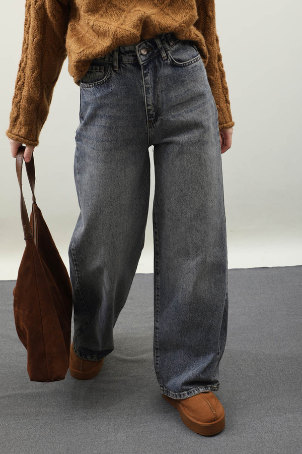 Puslu Denim Pantolon Açık Mavi - 1