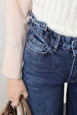 Puslu Denim Pantolon Koyu Mavi - 6