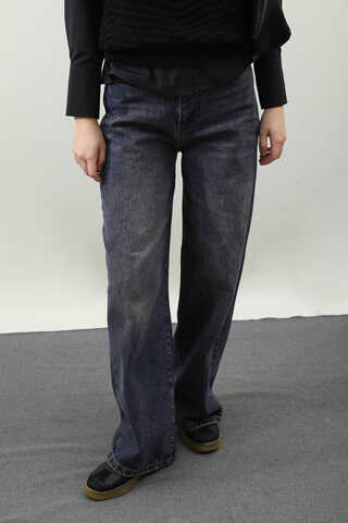 Puslu Denim Pantolon Lacivert - 3