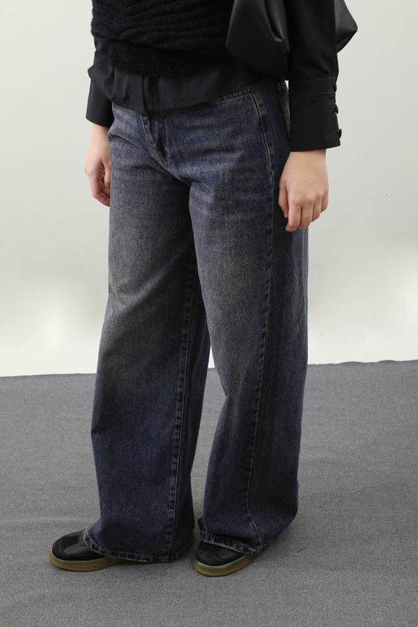 Puslu Denim Pantolon Lacivert - 4