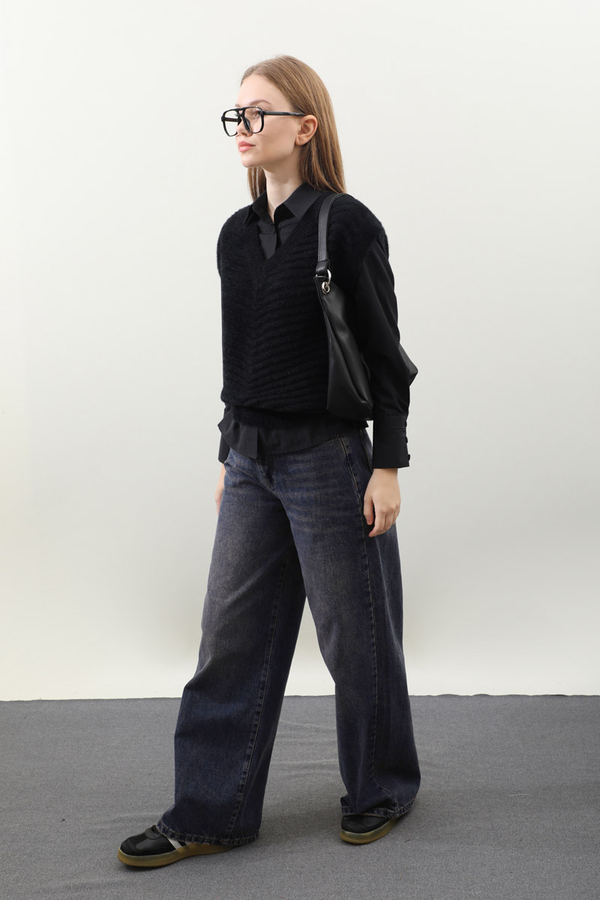 Puslu Denim Pantolon Lacivert - 2