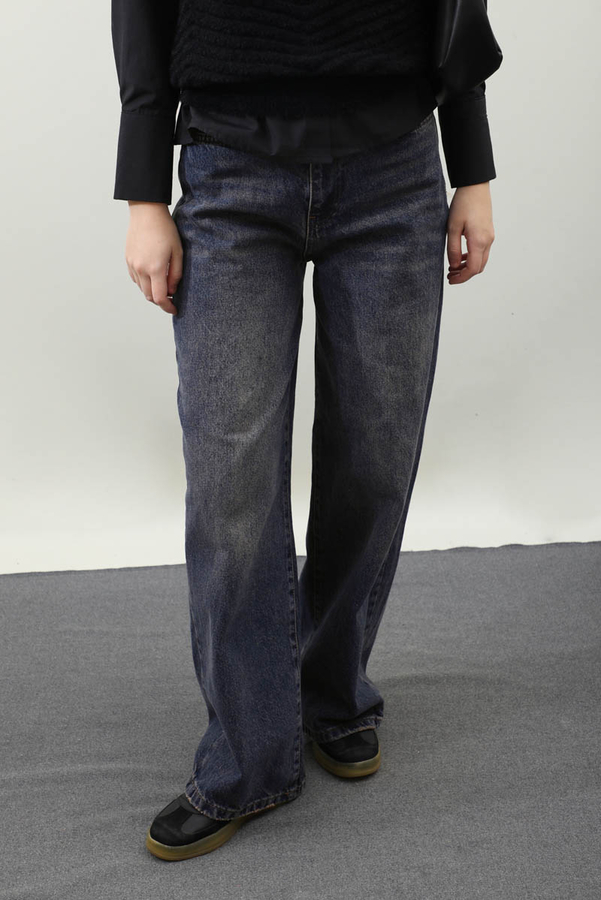 Puslu Denim Pantolon Lacivert - 3