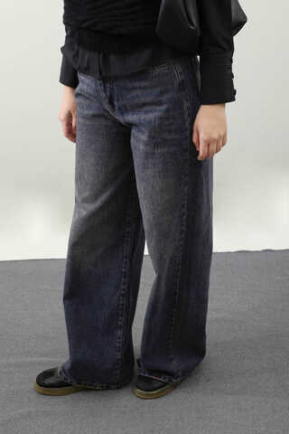 Puslu Denim Pantolon Lacivert - 4