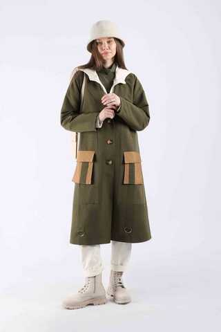 Quilted Pocket Trench Coat Khaki - 3