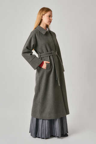 Raglan Sleeve Basic Coat Anthracite - 4